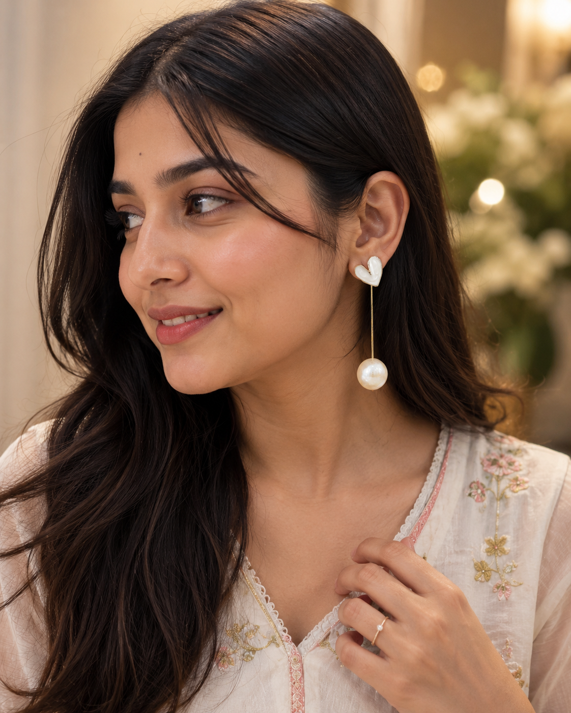 Pearl Heart Earring