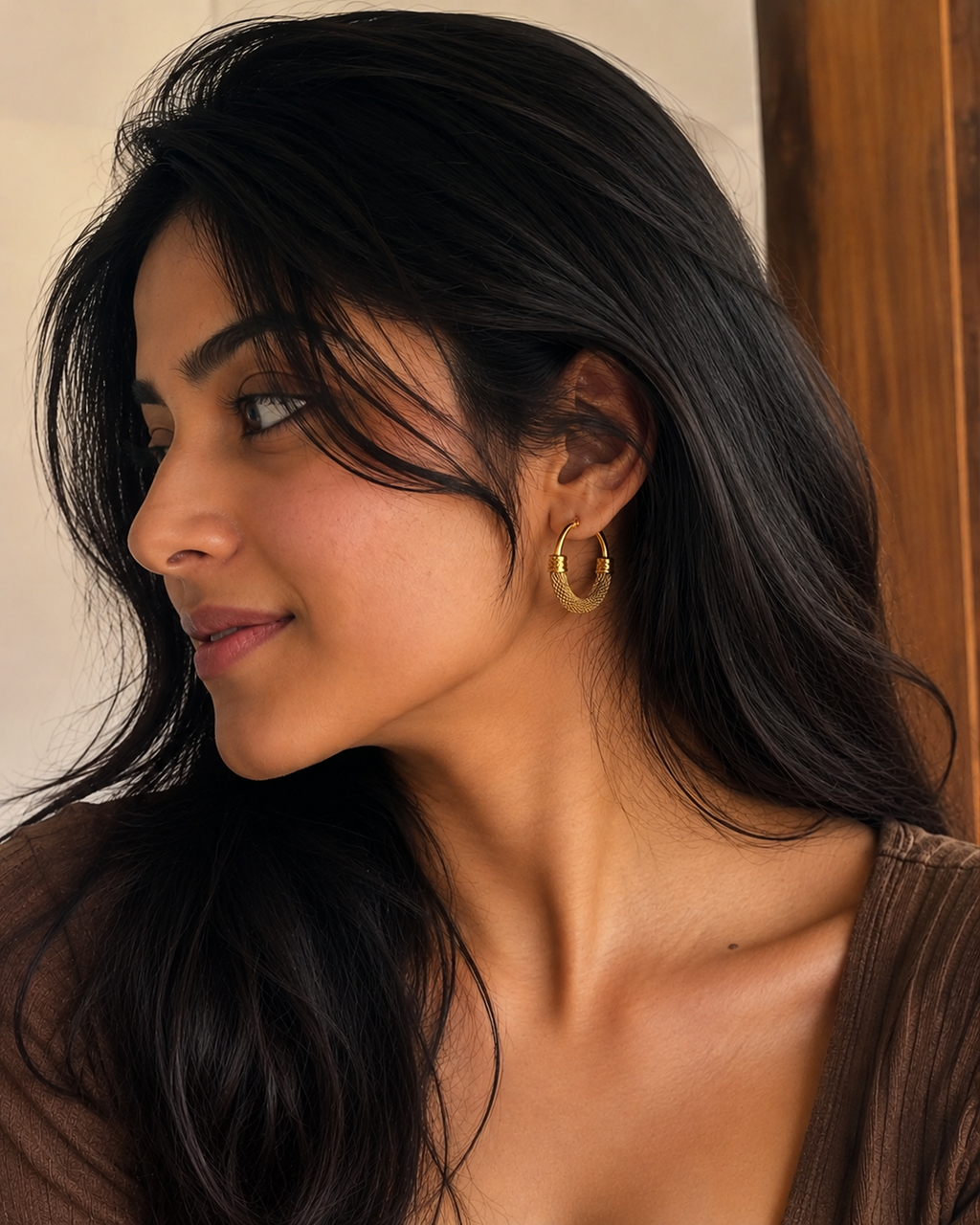 Textured Mesh Hoop Earrings (Anti Tarnish)