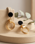Black & Gold Statement Hoop Earrings