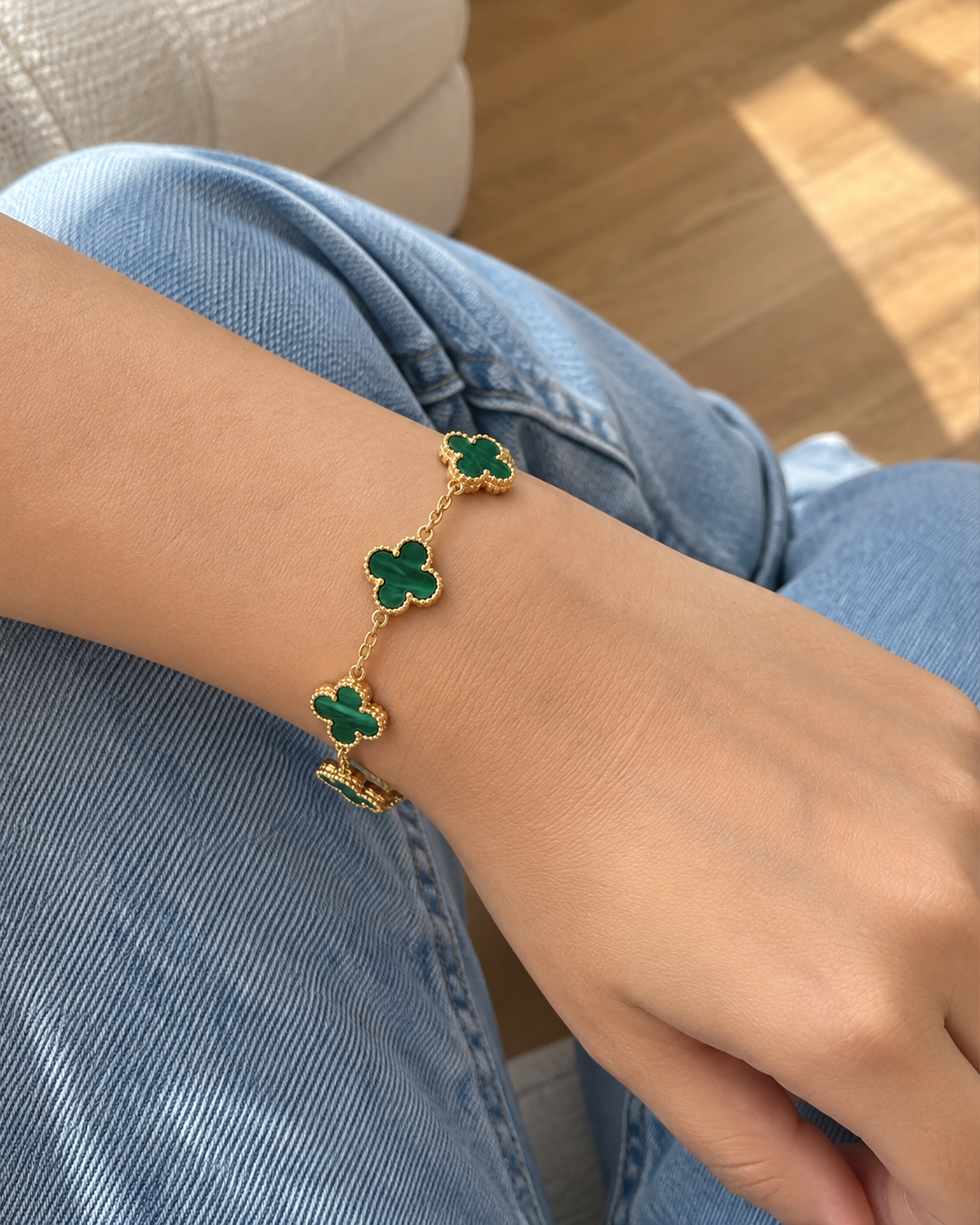 Clover Green Anti-Tarnish Bracelet