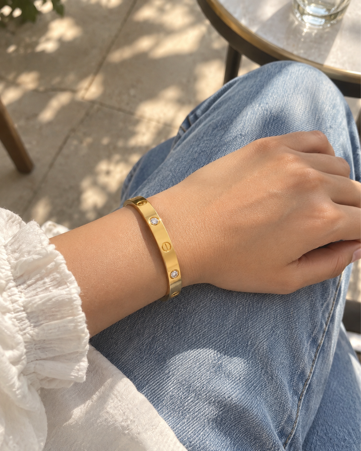 Classic Crystal Screw Bangle Bracelet