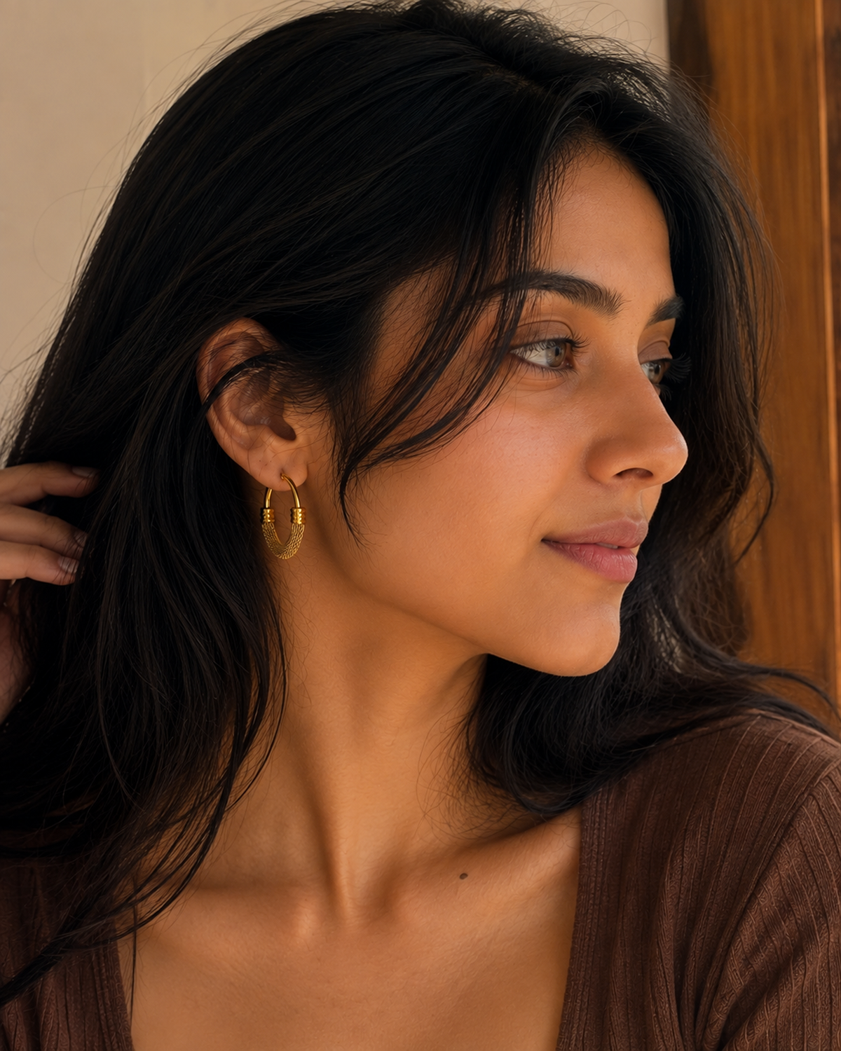 Textured Mesh Hoop Earrings (Anti Tarnish)