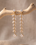 Crystal Leaf Drop Earrings (American Diomond)