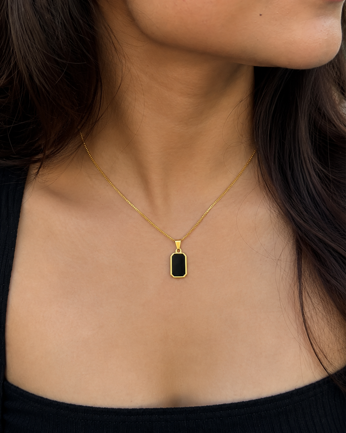 Black Onyx Necklace (Anti Tarnish)