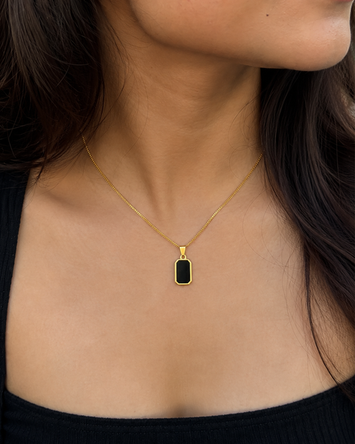 Black Onyx Necklace (Anti Tarnish)